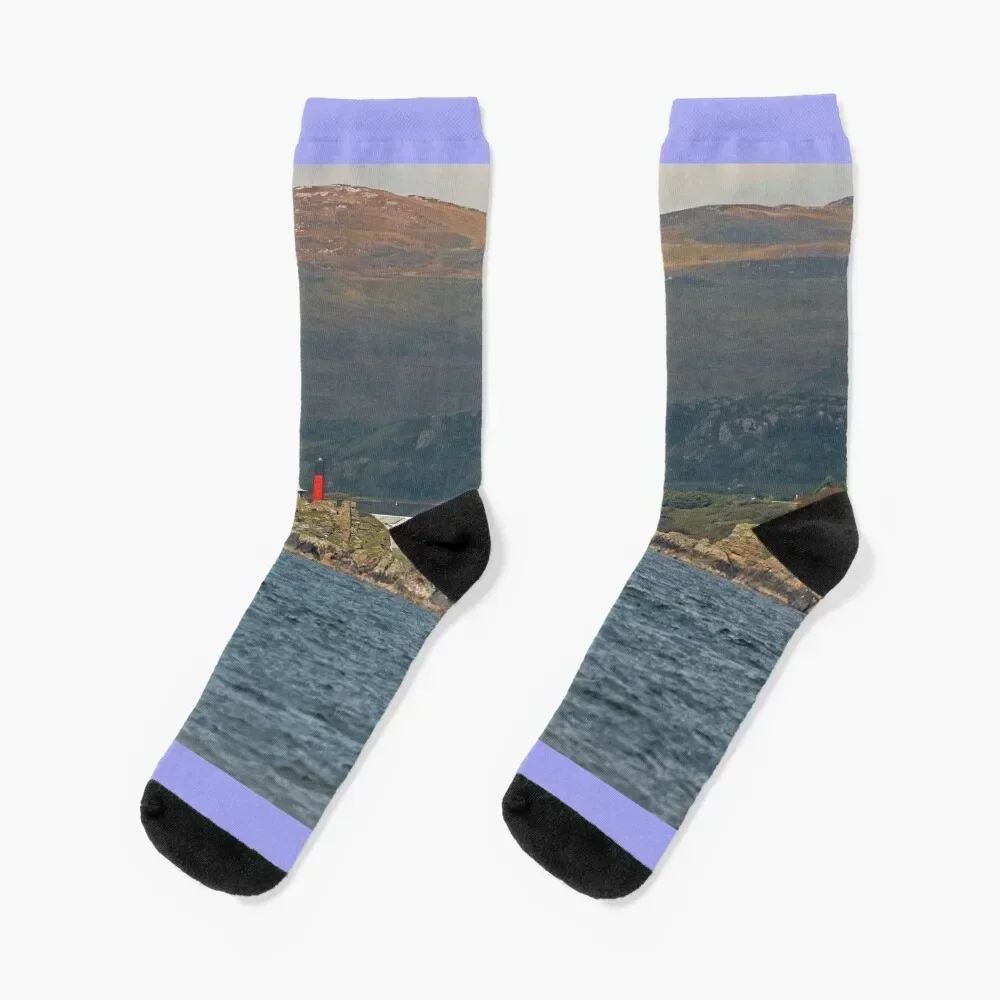 

Lagavulin Distillery Behind Dunyvaig Castle Socks Stockings sheer Children's custom Socks Woman Men's