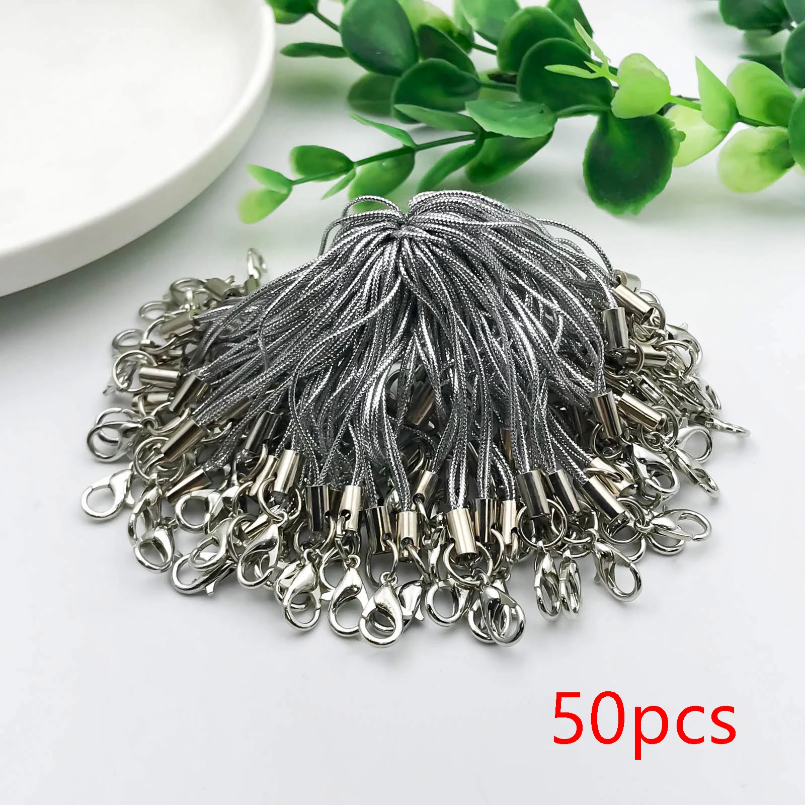 20/50 Stück Karabinerverschluss Lanyard Strap Cord Mobile Straps Charm Nylon Schlüsselanhänger Kette für DIY Schmuckherstellung Zubehör