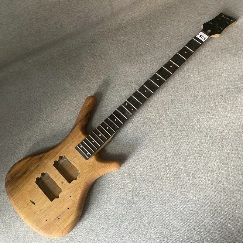 CN378 CB378Solid Wood Active Pickups Electric Guitar Bass Body+ Electric Guitar Bass Neck One Set DIY Bass Kits Paints Crcaks