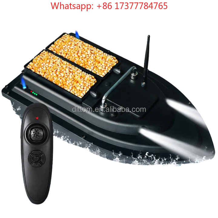 RC Carp Bait Boat With Night Lights Plastic 2Hopper Smart Cruise 500M Fishing Lure Boat