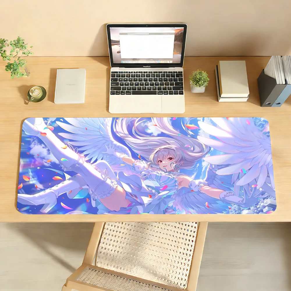 Pretty Anime Cute Angel Girls MousePad Non-slip Locking Edge DeskMat PC Laptop Accessories Rubber Office Keyboard Game