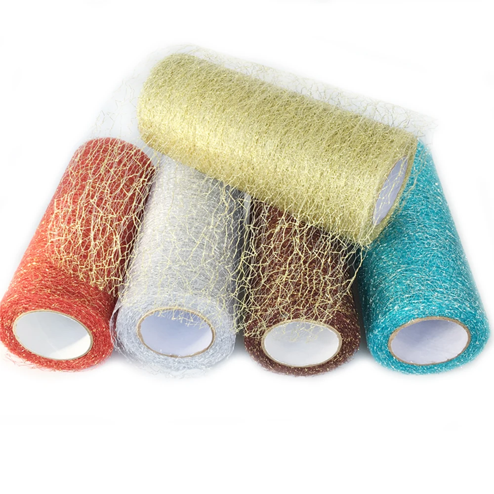 15cm Width 10 Yards Gold Silver Yarn Tulle Roll Spool Tutu Wedding Decor Organza DIY Craft Birthday Party Doll Clothes Supplies