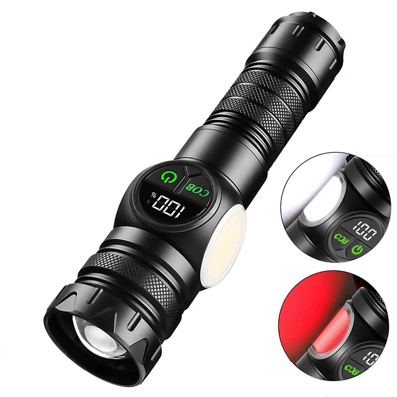 

XINSITE Rechargeable USB Tactical Torch 3000 Lumen White Laser 1000m Long Range Zoom COB Waterproof Flashlight for Diving Power