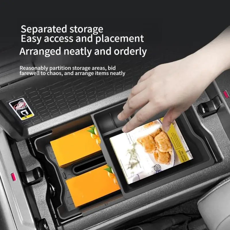  Armrest Storage Box Insert with Split Sections for Car Console Use