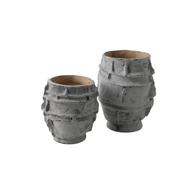 

Home porch Bogu frame ornament retro old ceramic hand-painted gradual change gray special-shaped vase flower ware