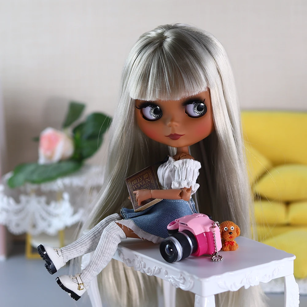 

ICY DBS Blyth Doll Dark Skin Linen Hair Color Doll Including Clothes Shoes 19 Joints Body 30cm Anime Girl Festival Gifts Toys