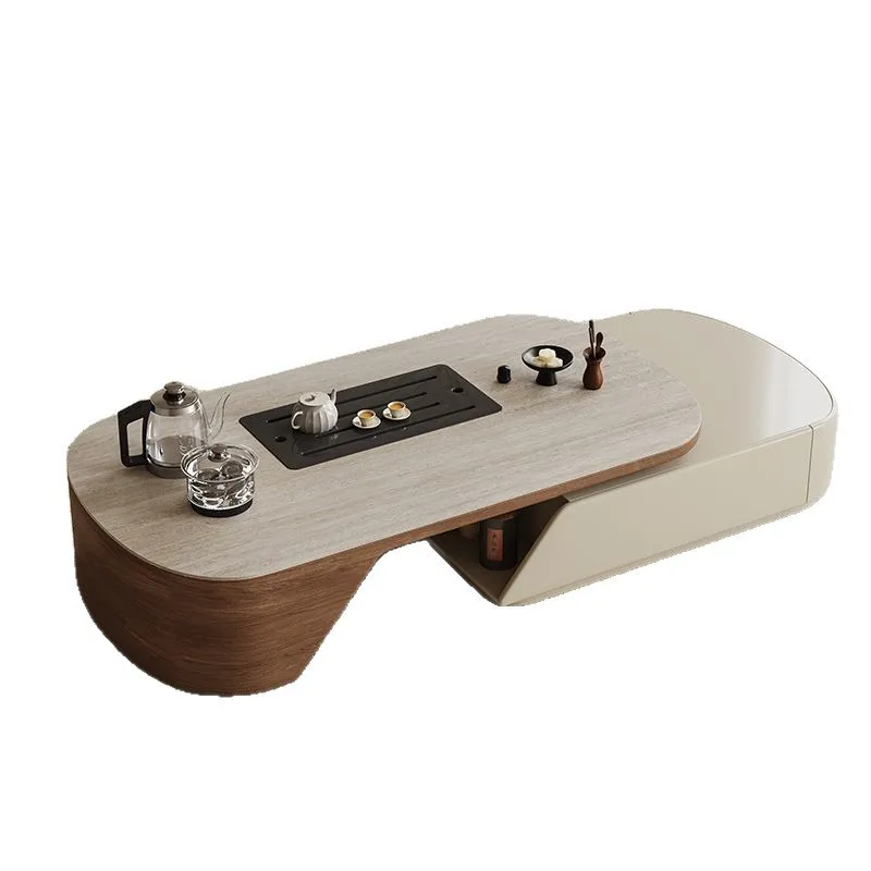 Coffee table living room home new light luxury  small apartment tea integrated minimalist movable rock slab in the ancient style