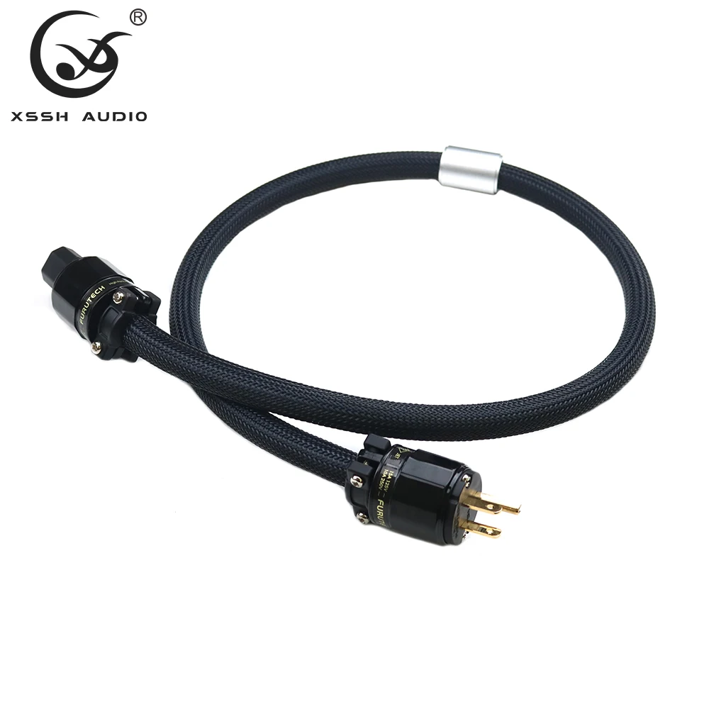 

XSSH Audio DIY OEM HIFI High End Pure Copper Core US+ IEC AC Female Male Gold Plated Plug Power Cable Wire Electrical Cord Line