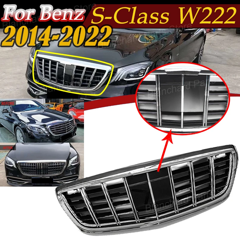 

Передняя решетка радиатора для Mercedes-Benz S-Class W222 2014-2022 в стиле Babos, комплект для тюнинга переднего бампера, внешние автомобильные аксессуары