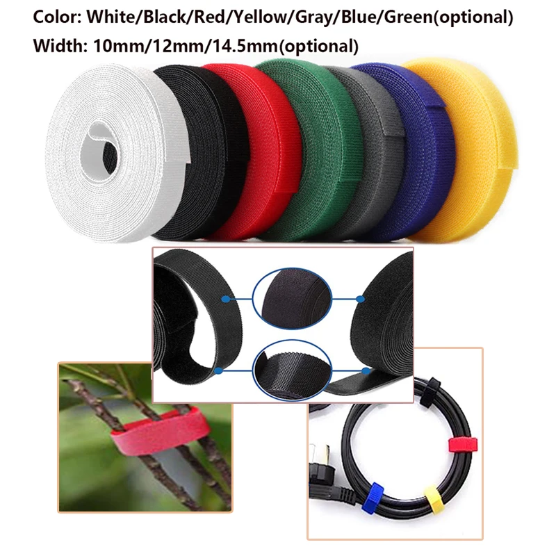 Width 10/12/14.5mm Plant Ties Nylon Plant Bandage Tie Home Garden Plant Shape Tape Hook Loop Bamboo Cane Wrap Support Accessorie