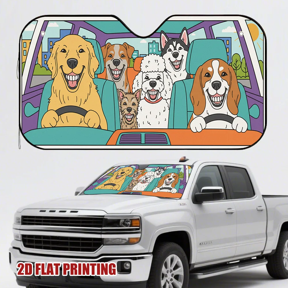 1pc Of Cheerful Dog Sunshade For Car, Provides Quick And Efficient, Maintains A Cool Interior, Perfect For Everyday Drives And W