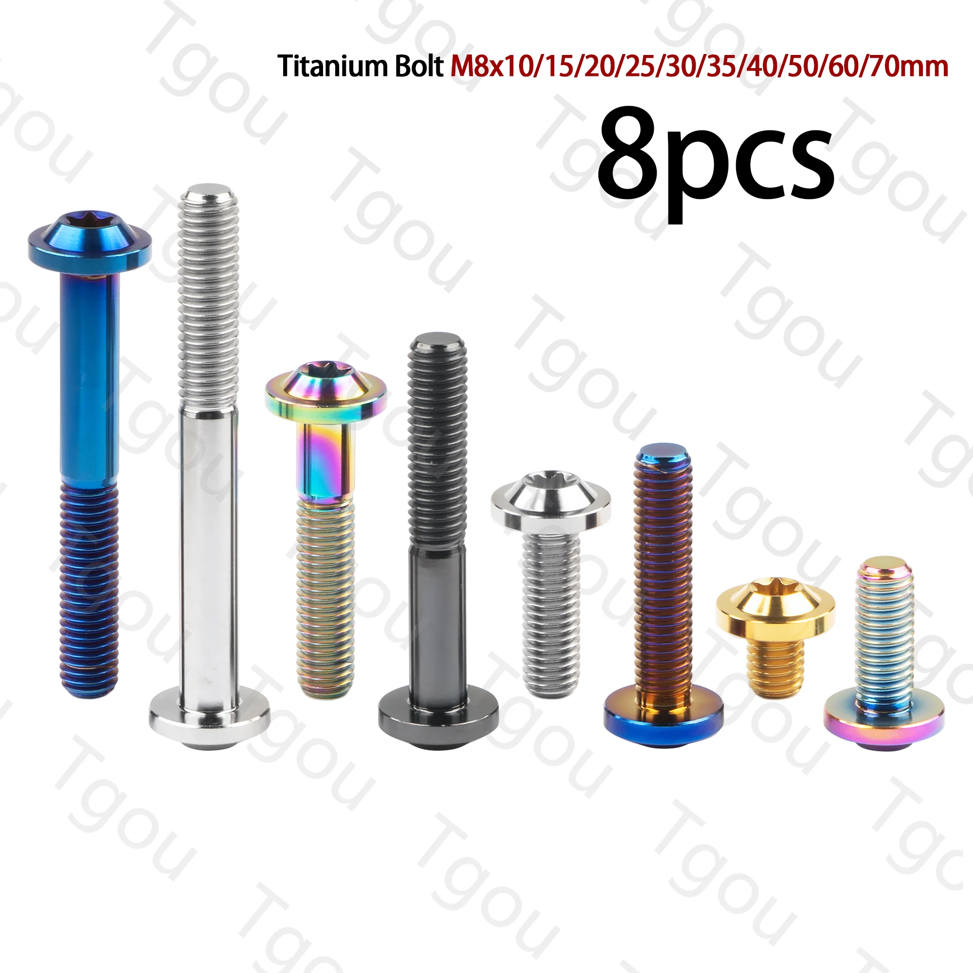 Tgou Titanium Bolt M8x10 15 20 25 30 35 40 50 60 70mm Torx T40 Head Sercws for Motorcycle Disc Brake 8pcs