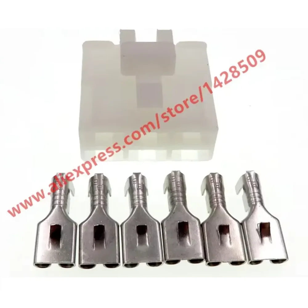 1 Set 6 Pin Automotive Connector 6.3mm Female Plug Fits High Current 7123-2262