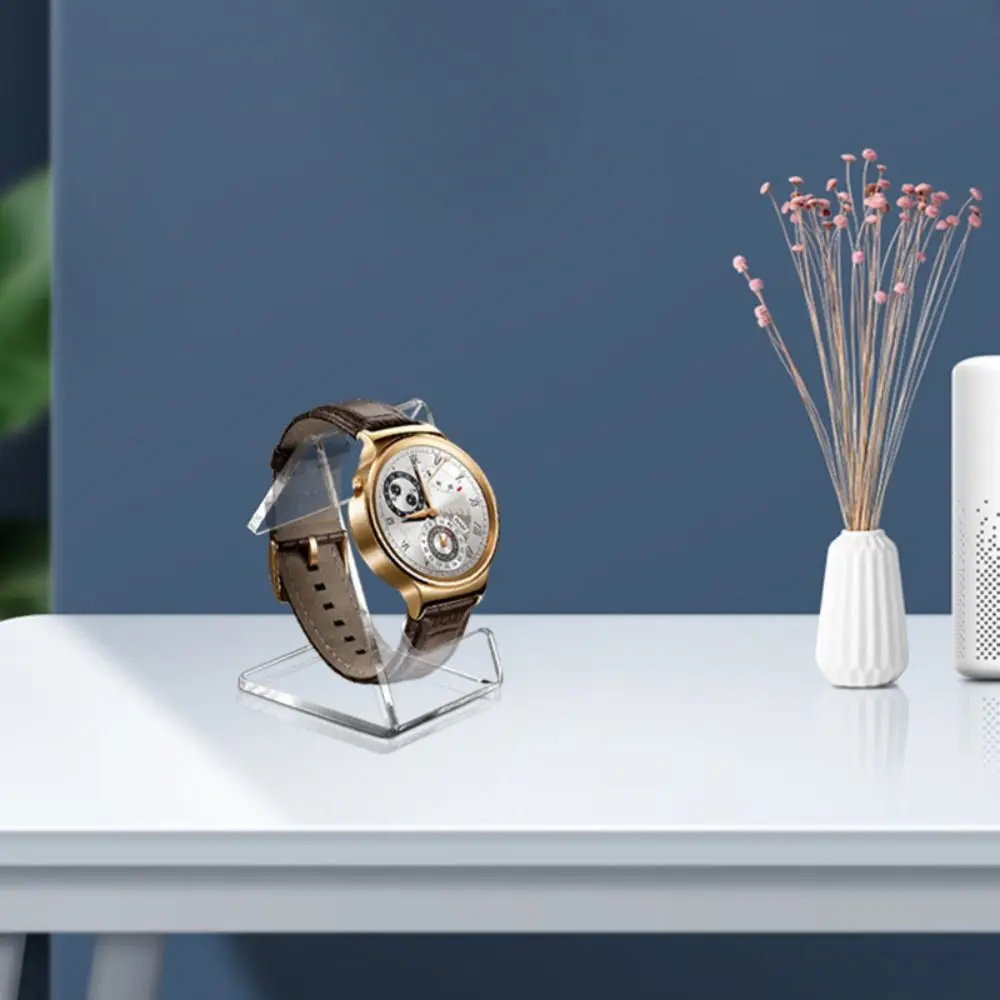 حامل رف عرض للساعة الشفافة من الأكريليك الشفاف لساعة المعصم وحامل منظم لتخزين دعائم التصوير الفوتوغرافي
