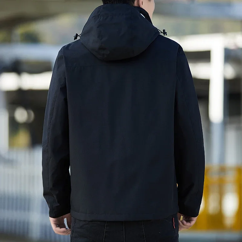 Spring and Autumn New Jacket Mens  Solid Color Hoodie Coat Zipper Fly Outerwear Hiking Running Man's Jacket