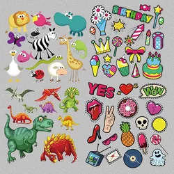 Cartoon Animal Dinosaur Set letter Heat Transferfers Iron on Big Set Size Stickers DIY Patches for Clothing Vinyl T-shirt decorate