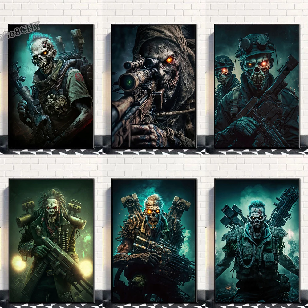Dead Army Zombie Soldier Canvas Posters Adventure Games Wall Art Posters Prints Painting for Living Room Home Decor Game Mural