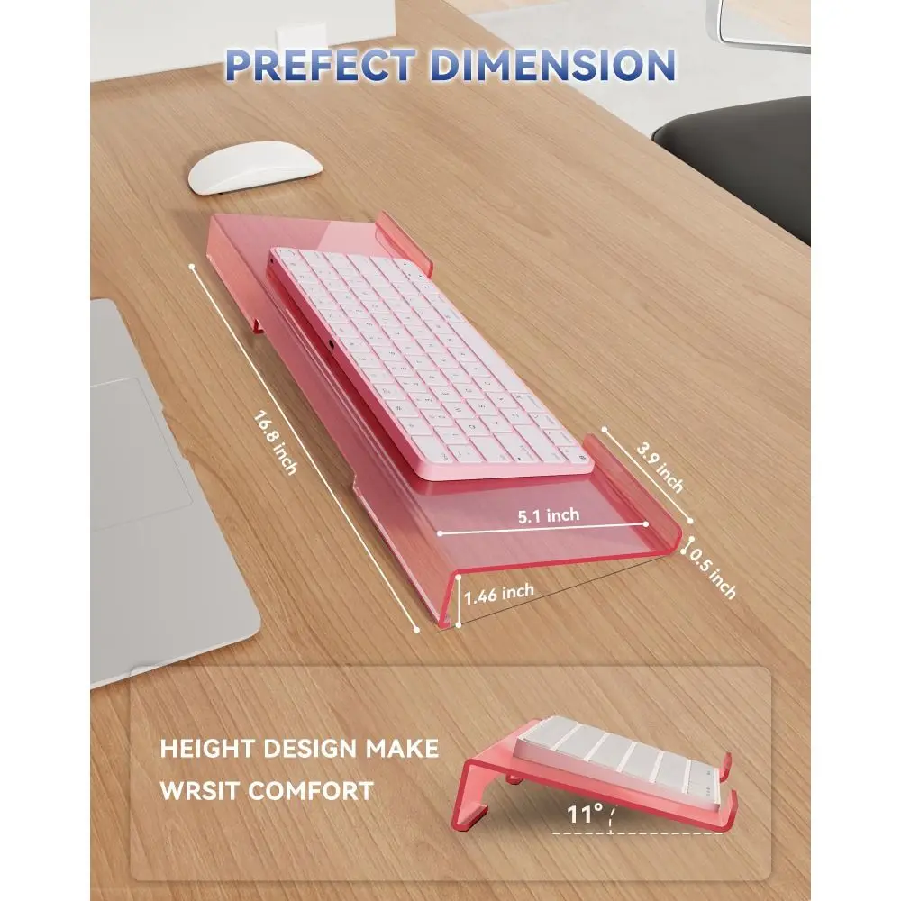 Durable 17 Inch Keyboard Stand Ergonomic Tilted Keyboard Riser Stand Elevated Non-Slip Computer Keyboard Holder for Office Work