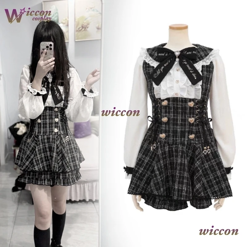 BAI-Conjunto japonés Y2K Jirai Kei de talla grande, serie Landmine, camisa corta de manga larga, pantalones cortos, vestido para mujeres y niñas, fiesta de Halloween