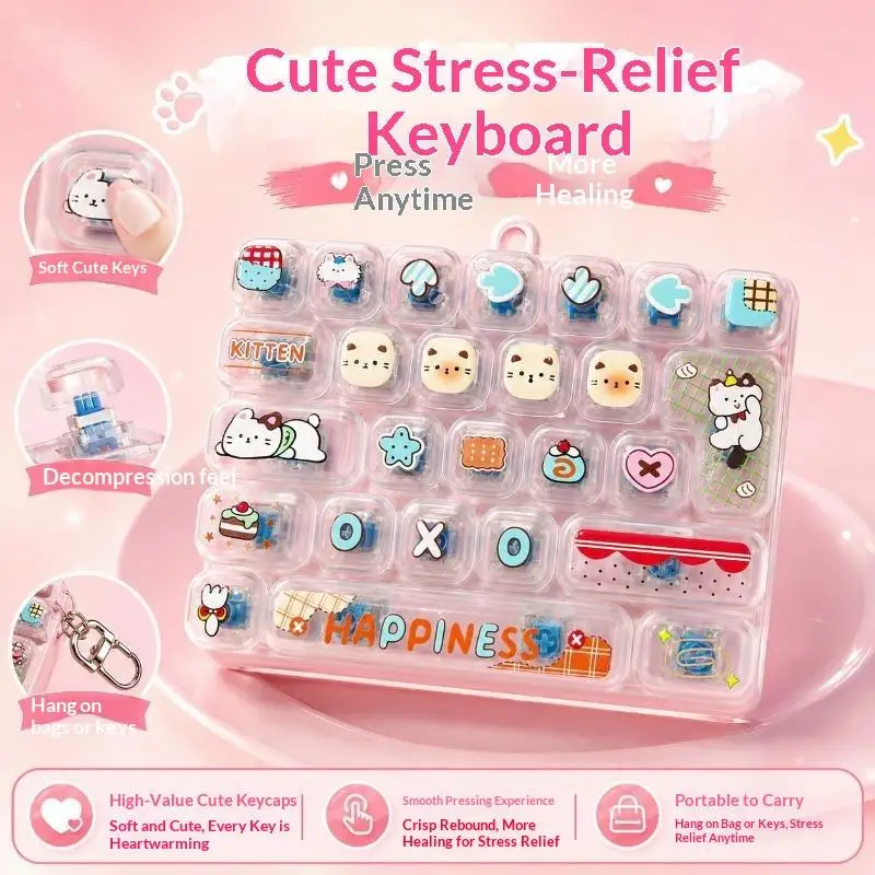 26-Gitter-Tastenkappen-Clicker Anti-Stress-Fidget-Schlüsselanhänger Mini-Schreibtisch-Dekompressionsknopf für den Einsatz zu Hause, im Büro oder auf Partys – Detail 4