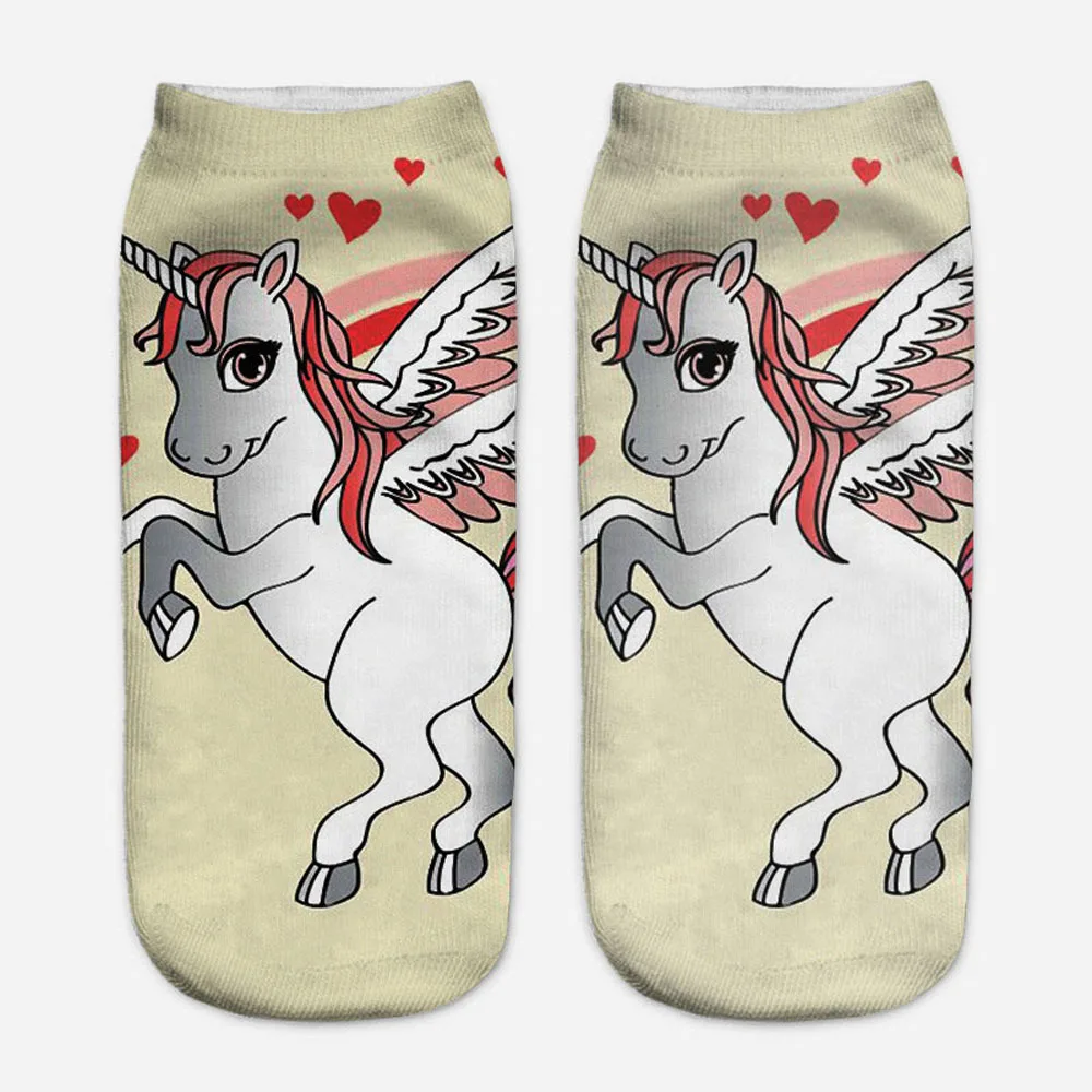 Harajuku 3D Druck Einhorn Frauen Kawaii Ankle Licorne Chaussette Femme Calcetines Mujer Nette Kunst Socken Unisex – Detail 21
