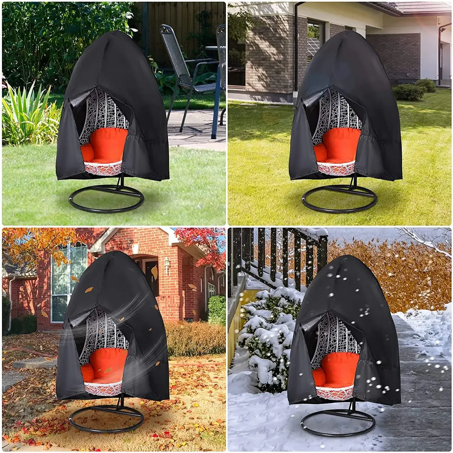 Patio Chair Cover Waterproof Dustproof Swing Chair Covers Egg Shaped Hanging Dust Cover Protector 210D Outdoor Garden Furniture