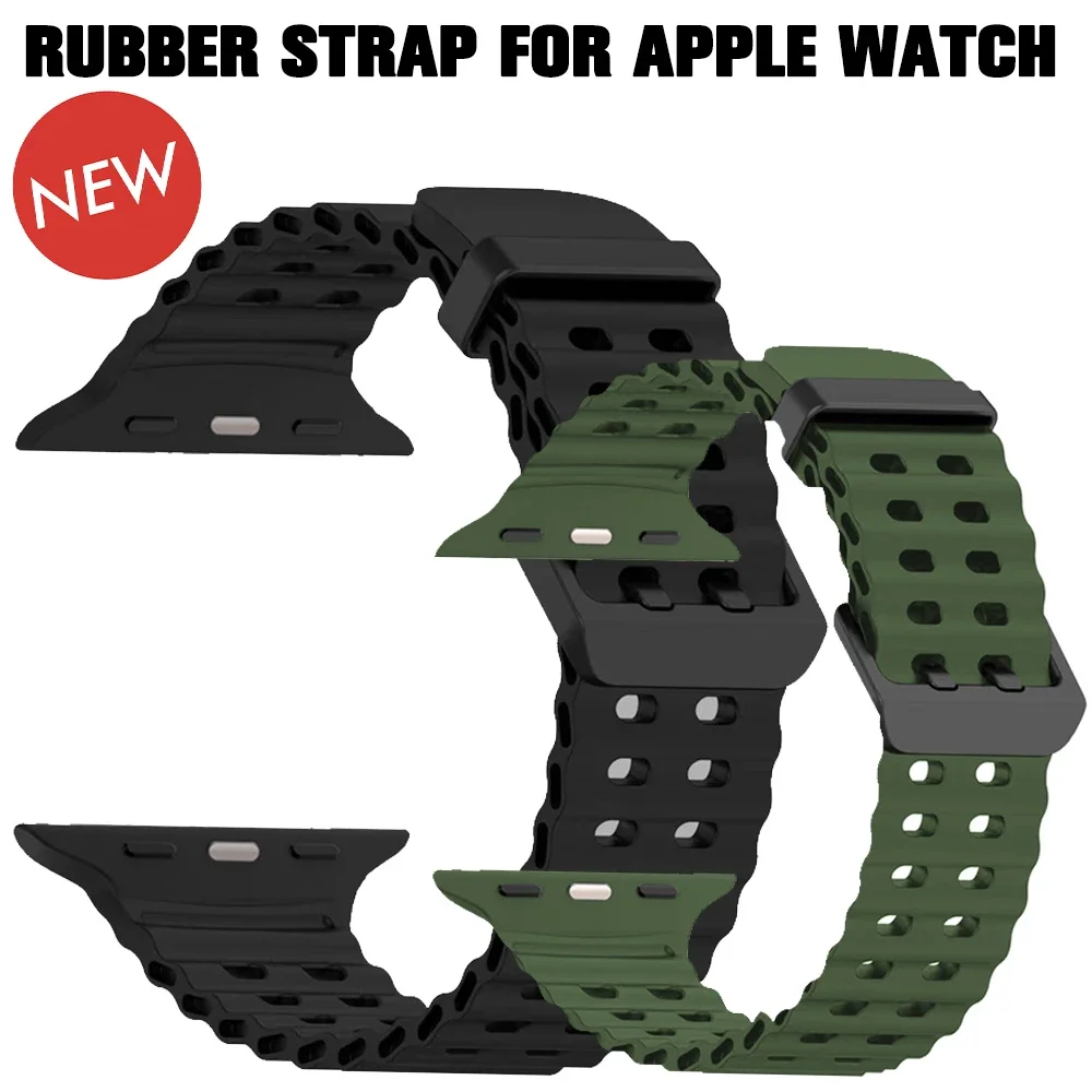 

Sport Band for Apple Watch Ultra 2 Band 49mm 45mm 44mm 42mm Soft Silicone Wristband Waterproof Strap for IWatch Series 987654 SE