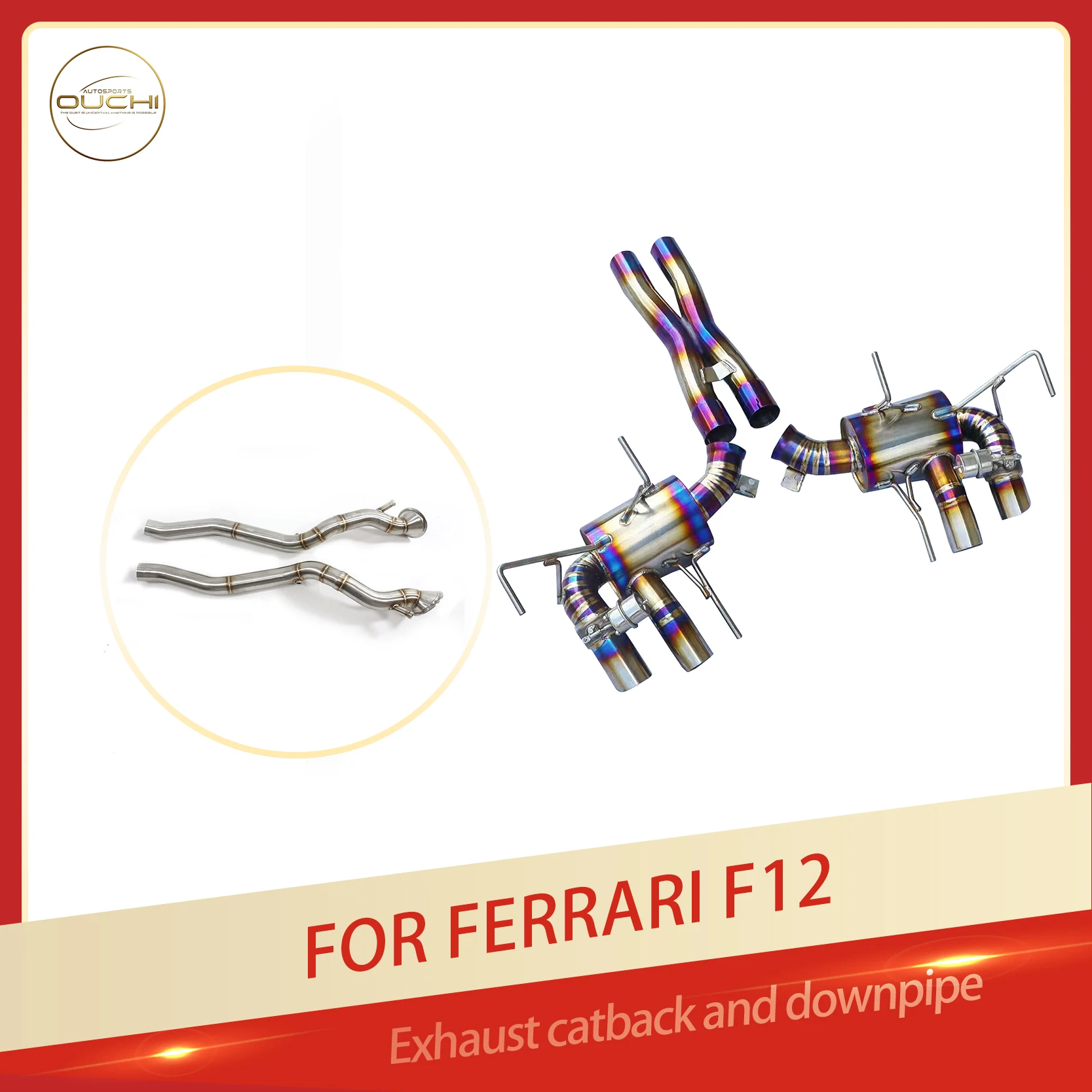 

OUCHI Factory Direct Sales SS304 Downpipe for Ferrari F12 TC4 Catback Without Heat Shield Exhaust Auto Parts With Catalytic