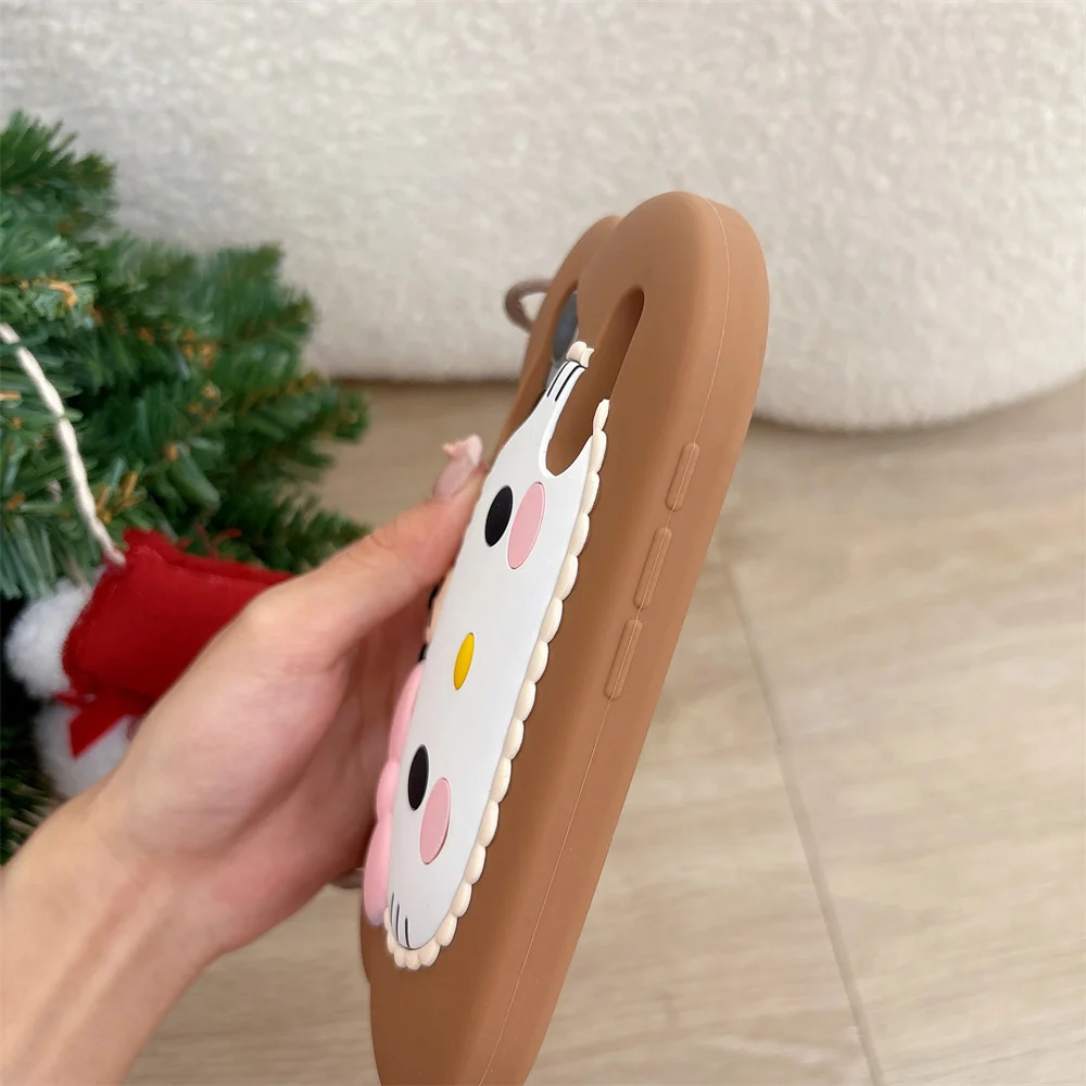 Kawaii جديد مرحبا كيتي الدب حقيبة يد ثلاثية الأبعاد جراب هاتف آيفون 17 برو 13 14 15 17 برو ماكس فوندا 16 E 15 زائد سيليكون الكرتون حالات