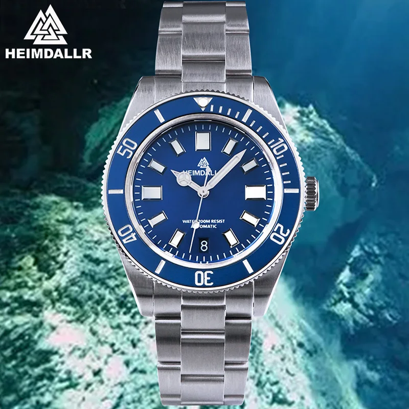 Reloj de buceo Heimdallr para hombre NH35A, movimiento automático, acero inoxidable 316L, resistente al agua, 200 M, cristal de zafiro BGW9, reloj superluminoso