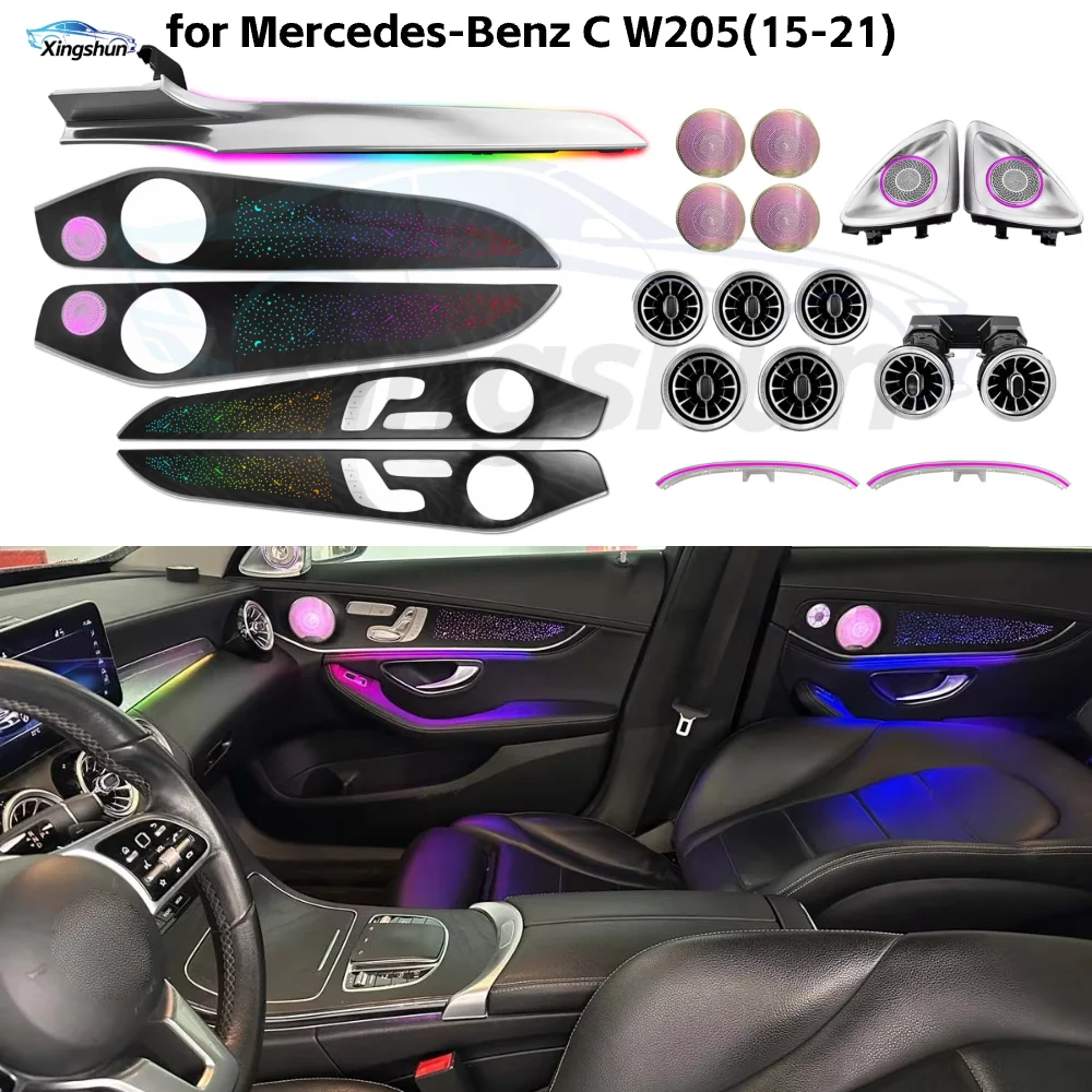 

Wood Door Trim Panel Dynamic Ambient Light for Mercedes W205 X253 C253 GLC Car Interior LED Lighting Upgrade Accessories