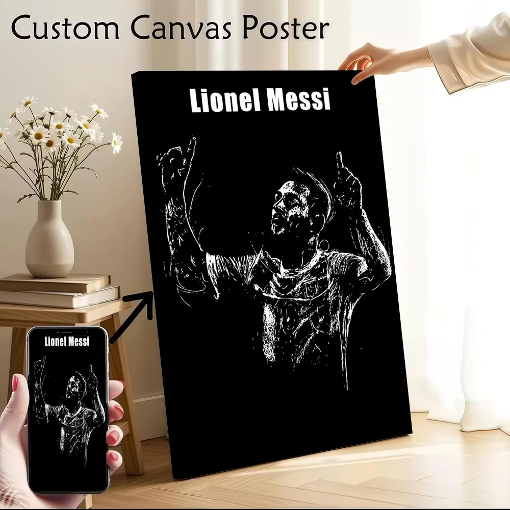 Lionel Messi Black and White Poster Customizable Printed Canvas Painting for Pictures Wall Art Interior Accessories Room Decor