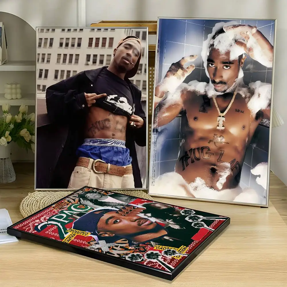 Hip Hop T-Tupac Amaru Shakur Poster Waterproof Wall Art Sticker For Bar Vintage Room Decor High Quality Print Gift