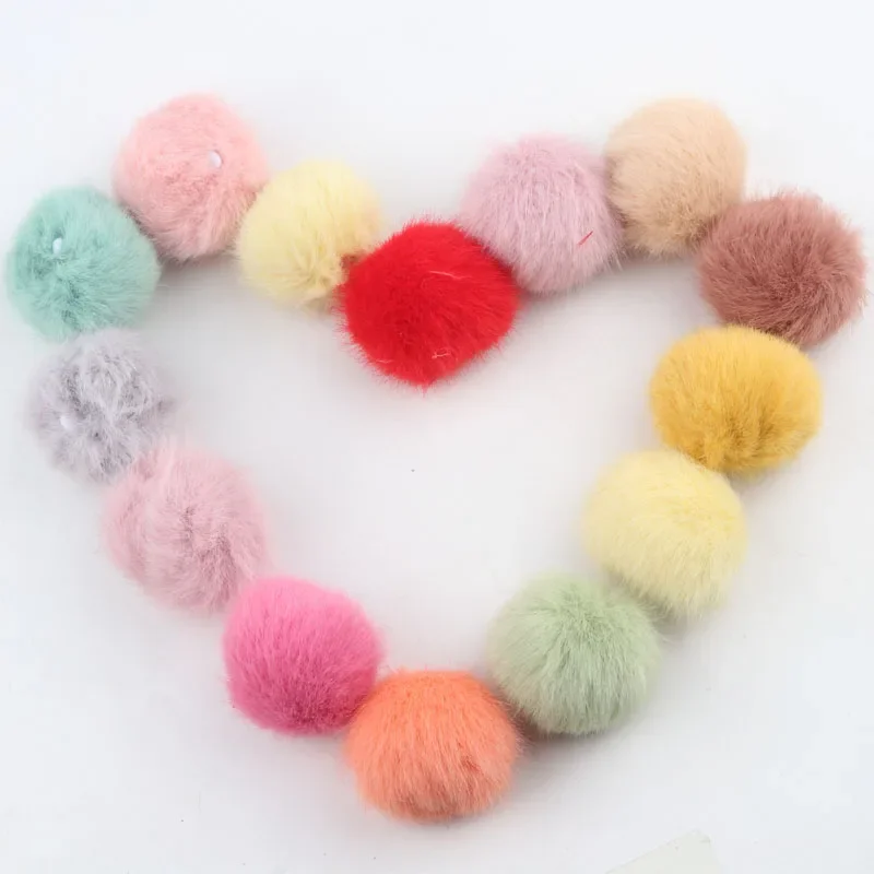 2.5cm Natural Fluffy Pompom Fur Ball 25mm Pom Pom Pure Color Pompon Pompoms For Caps Hats Scarf Gloves Clothes Decoration 10pcs