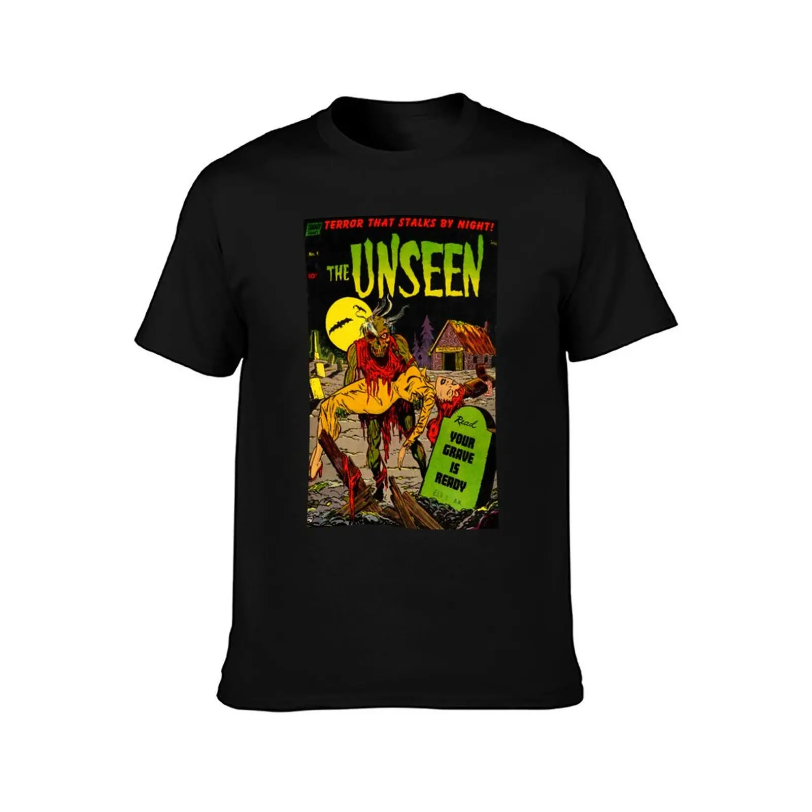 THE UNSEEN #9 COVER COMIC PRECODE T-Shirt Summer Casual Cotton Tee Oversized Streetwear Tops Vintage Graphic Print