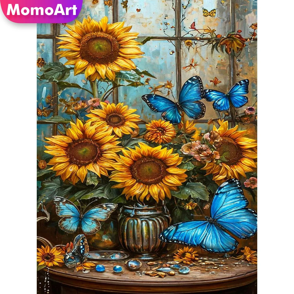 Momoart Elmas Boyama Ayçiçeği Akrilik Zanaat Malzemeleri İğne işi Elmas Mozaik Kelebek DIY Nakış El Yapımı Hobi