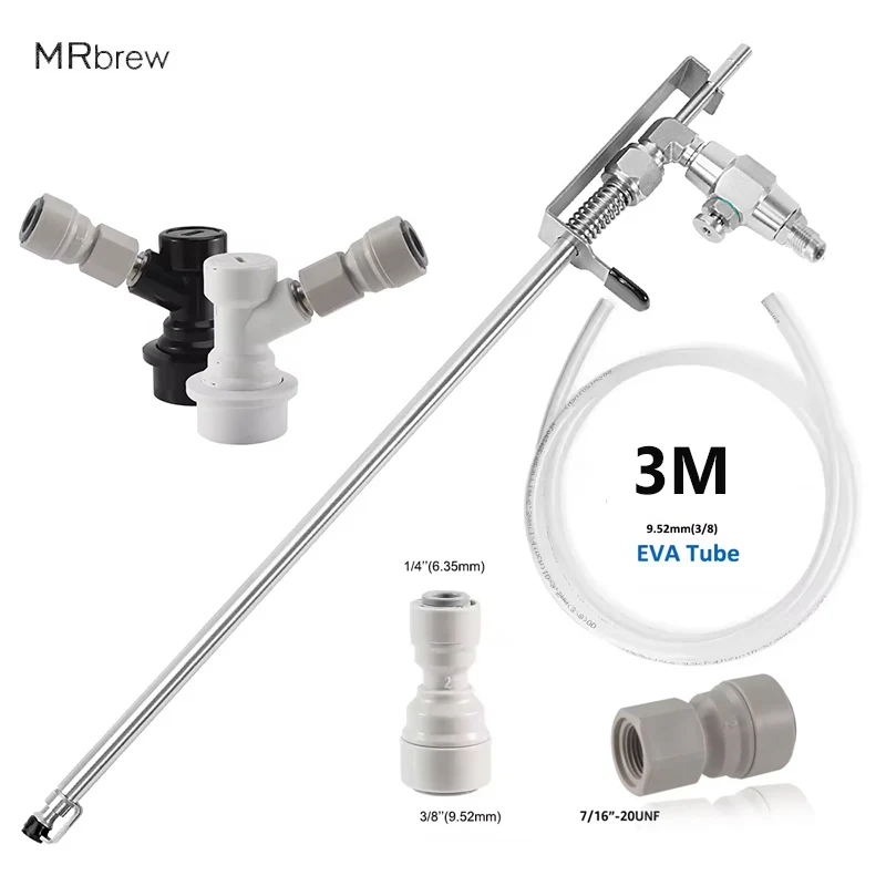 Push-in Fittings Bottle Filler Beer Gun Stainless Steel Beer Filler Kit (Beer Gun & 3M EVA Tube & Ball Lock & Quick Disconnect)