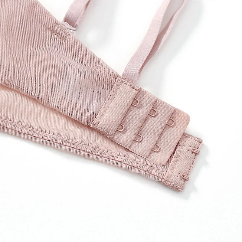 Women Underwear French Style Triangle Design Mulberry Silk Soft Satin Bralette Thin Ventilation Sexy Mesh Intimate Brassiere