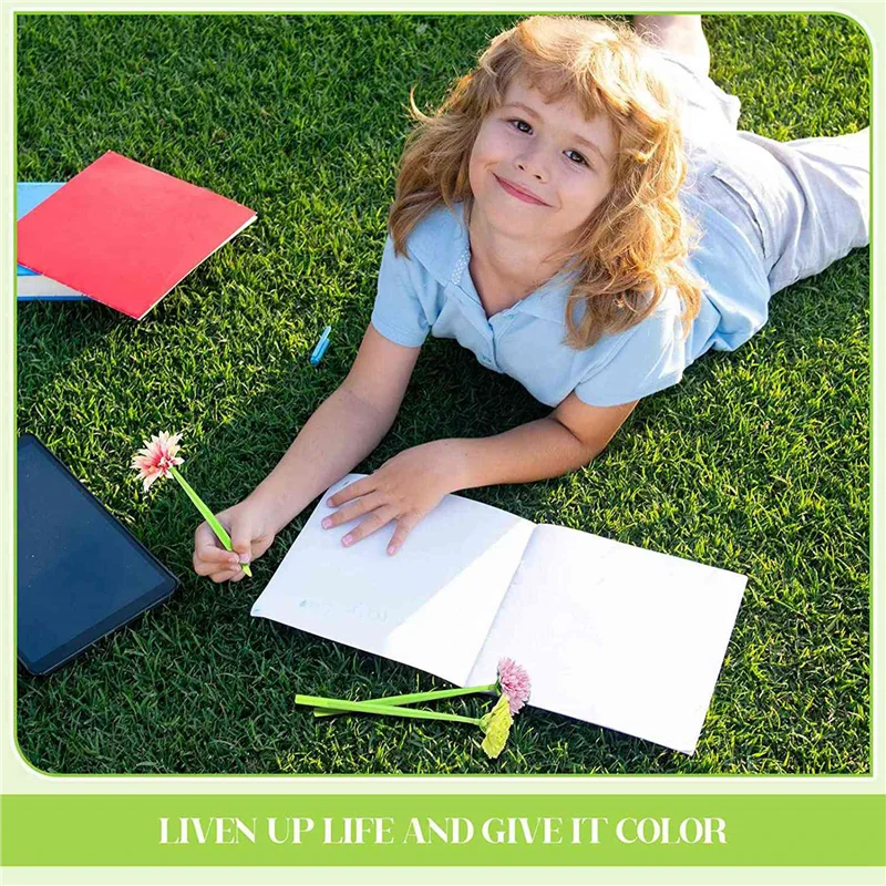 48 قطعة أقلام زهرة ألوان مختلفة ديزي روز قرنفل قلم حبر جاف الجدة الاصطناعي روز القلم 0.5 مللي متر قلم حبر أسود