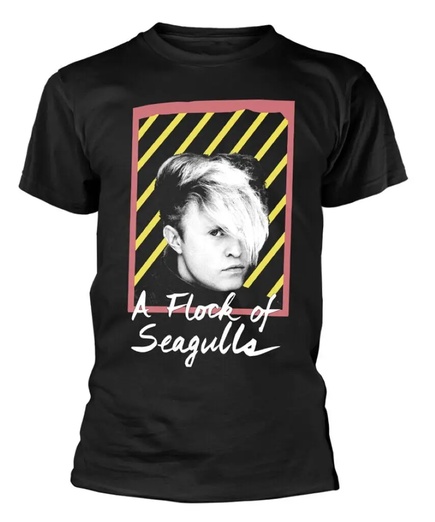 A Flock Of Seagulls Neon Logo Black T-Shirt - OFFICIAL