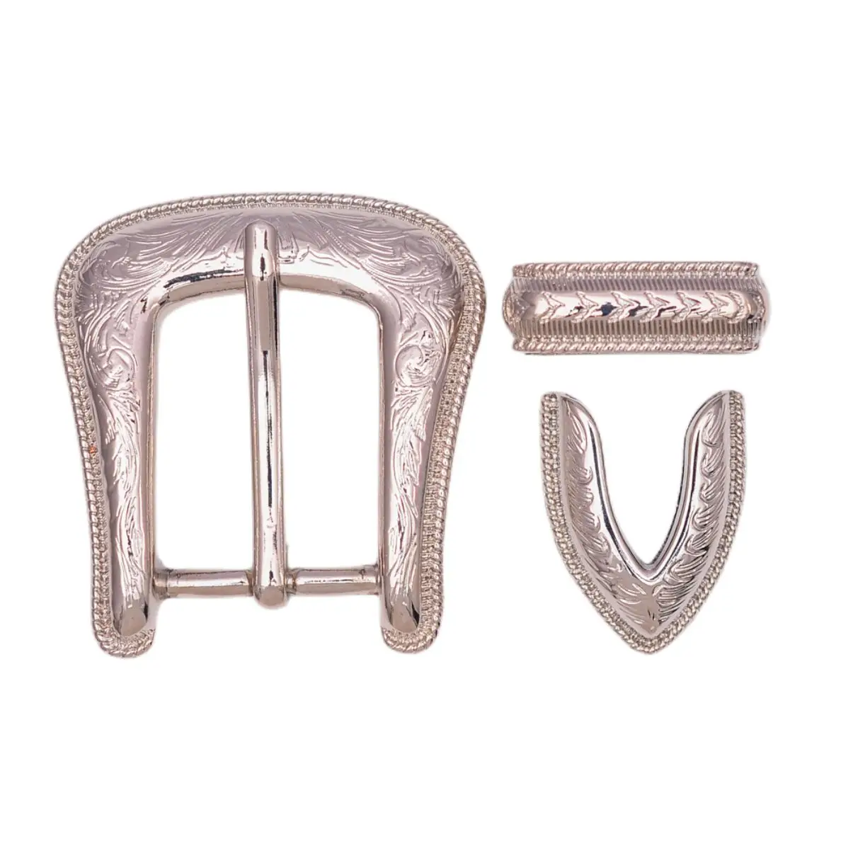 Bling Silver American Western Rodeo Cowboy Leathercraft DIY 3 Piece Set Belt Buckle Headstall Bridle Buckle fit 1