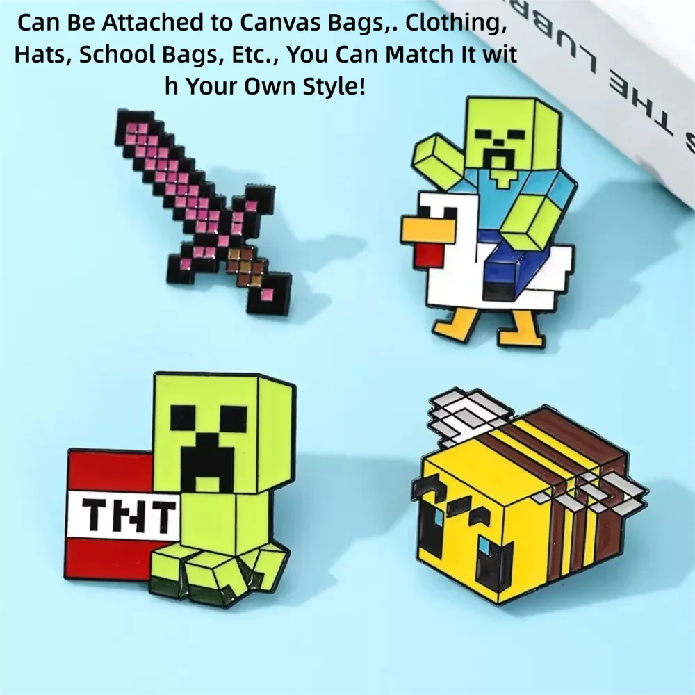 

HeYe My Block World Series Game Merchandise Clothing, Hat, Pencil Case, Bag, Accessories, Badge, Brooch Gift 4-Piece Set