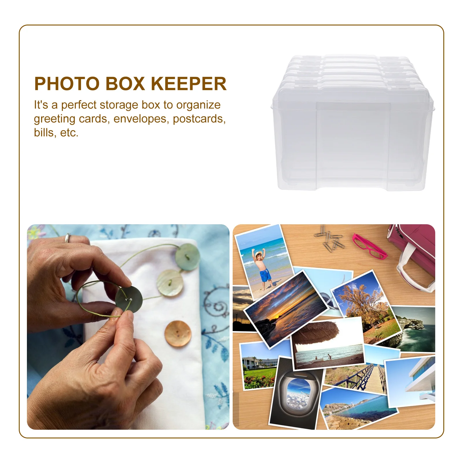 

1Set Photo Storage Box Plastic Greeting Card Organizer Scrapbook Storage Case Divider Secure Craft Organizer Set