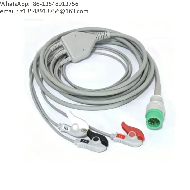 12 Pin 3 Lead Clip ECG Lead Wire Compatible with Star-8000E C50 C70 C80 Cardiac Monitor