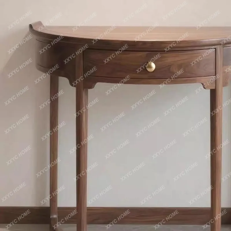 XXBlack walnut entrance table New Chinese solid wood Zen corner case End view table Decorative cabinet