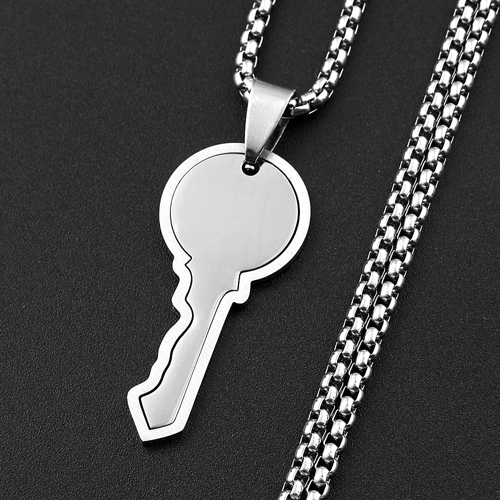 Hiphop Simple Key Chain For Women Men Stainless Steel Silver Color New Design Party Male Fashion Necklace Jewelry Accessory - Detail 1
