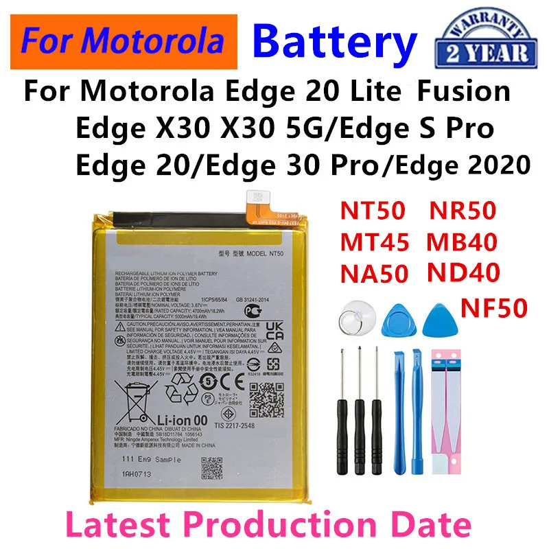 

Brand New NT50 NR50 MT45 MB40 NA50 Battery For Motorola Edge 30 Pro Moto Edge 20 Lite/Fusion Edge X30 5G S Pro phone Batteries