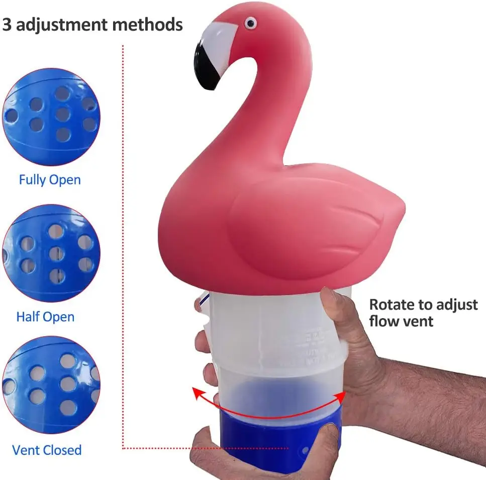 Flamingo Shape Swimming Pool Chlorine Dispenser Floating Chlorine Tablet Holder for Pool Spa Hot Tub