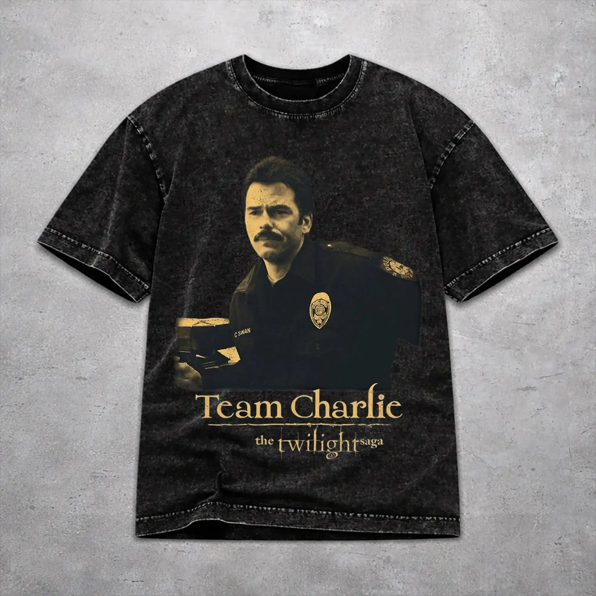 Charlie Swan Twilight Team Charlie  Washed T Shirt Fashion Harajuku for Men Women  Hiphop T-Shirts Short Sleeve