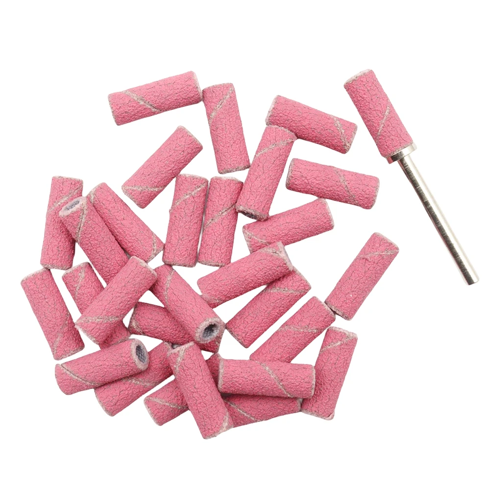 30Pcs 3.1MM Mini fasce abrasive per unghie con albero 3/32 "punte per trapano per unghie fasce per sabbia pelle morta calli Gel rimuovi Set di strumenti per unghie